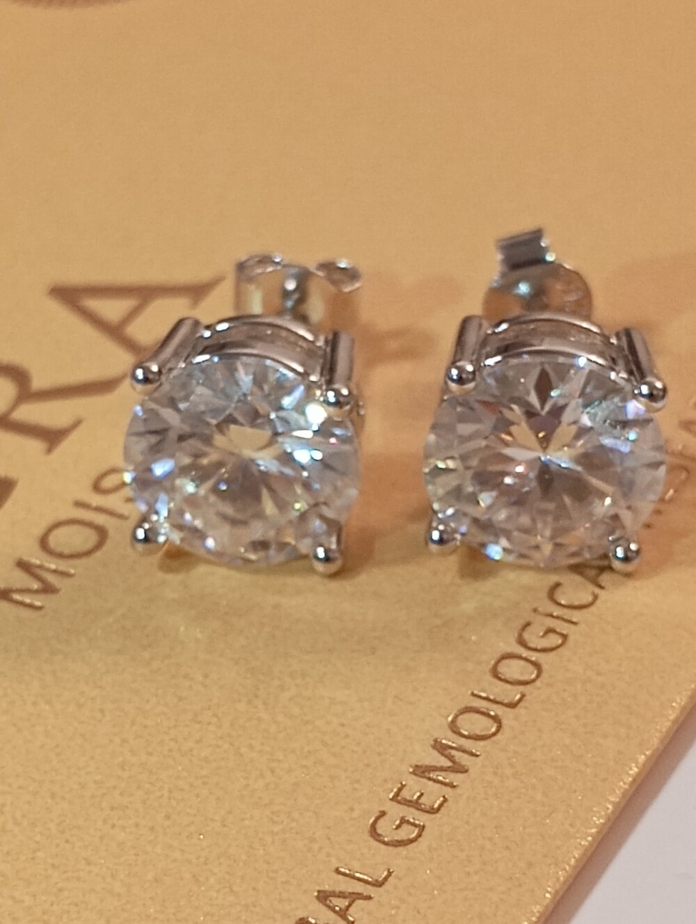 6CT Moissanite Prong Studs Earrings Real 925 Silver 18k G/P GRA Certificat